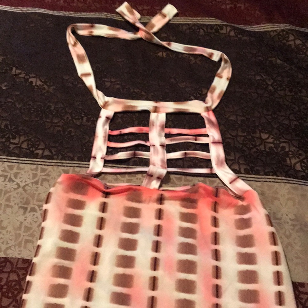 Pink white brown and black cute summer top